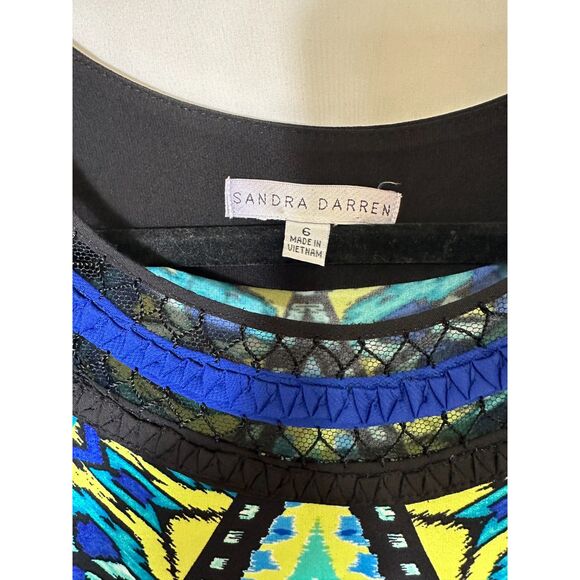 Sandra Darren Women's Sleeveless Geometric Design Slub Knit Maxi Dress Size 6 - Picture 3 of 5